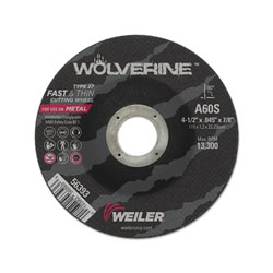 Weiler Wolverine™ Thin Cutting Wheel, 4-1/2 in x .045 in, 60 Grit, S