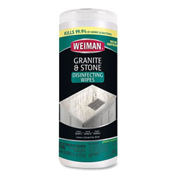 Weiman Products Granite and Stone Disinfectant Wipes, Spring Garden Scent, 7 x 8, 30/Canister, 6 Canisters/Carton