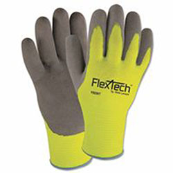 Wells Lamont FlexTech Hi-Visibility Knit Thermal Gloves w/Nitrile Palm, XL, Hi Vis Green/Gray
