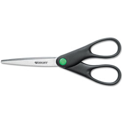 Westcott® KleenEarth Scissors, Pointed Tip, 7 in Long, 2.75 in Cut Length, Black Straight Handle