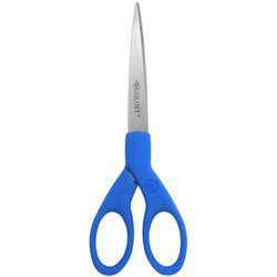 Westcott® Preferred Line Stainless Steel Scissors, 7 in Long, 2.5 in Cut Length, Blue Straight Handle
