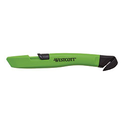 Westcott® Safety Ceramic Blade Box Cutter, 0.5 in Blade, 5.7 in Plastic Handle, Green