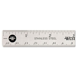 Westcott® Stainless Steel Office Ruler With Non Slip Cork Base, Standard/Metric, 6" Long (ACM10414)