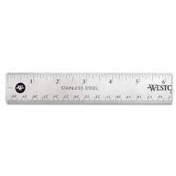Westcott® Stainless Steel Office Ruler With Non Slip Cork Base, Standard/Metric, 12" Long (ACM10415)
