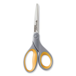 Westcott® Titanium Bonded Scissors, 8" Long, 3.5" Cut Length, Gray/Yellow Straight Handle (ACM13529)