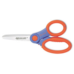 Westcott® Ultra Soft Handle Scissors w/Antimicrobial Protection, Rounded Tip, 5 in Long, 2 in Cut Length, Randomly Assorted Straight Handle