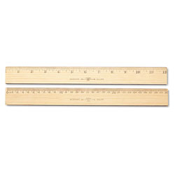 Westcott® Wood Ruler, Metric and 1/16 in Scale with Single Metal Edge, 12 in/30 cm Long
