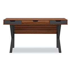 Whalen® Stirling Table Desk, 59.75 in x 23.75 in x 31 in, Natural Walnut/Charcoal Gray