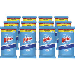 Windex Glass & Surface Wipes - Ready-To-Use Wipe - 38 / Pack - 12 / Carton - White