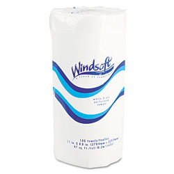 Windsoft Kitchen Roll Towels, 2 Ply, 11 x 8.8, White, 100/Roll