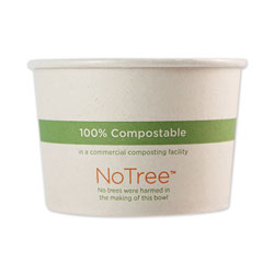 World Centric No Tree Paper Bowls, 4.4 in dia x 3 in, 16 oz, Natural, 500/Carton