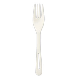 World Centric TPLA Compostable Cutlery, Fork, 6.3 in, White, 1,000/Carton
