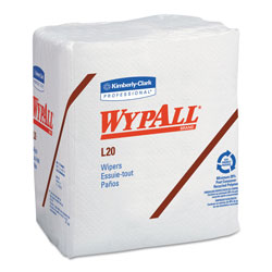 WypAll® L20 Towels, 1/4 Fold, 4-Ply, 12 1/5 x 13, White, 68/Pack, 12/Carton