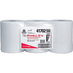 WypAll® X70 Cloths, Center-Pull, 9 4/5 x 13 2/5, White, 275/Roll, 3 Rolls/Carton