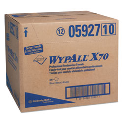 WypAll® X70 Foodservice Towels, 1/4 Fold, 12.5 x 23.5, Unscented, Blue, 300/Carton