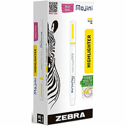 Zebra Pen Mojini Single Ended Highlighters, 4 mm Marker Point Size, Chisel Marker Point Style, Yellow, 12/Dozen