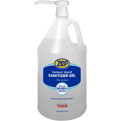 Zep Commercial® Hand Sanitizer Gel, Clean Scent, 1 gal (3.8 L), Pump Dispenser, Kill Germs, Hand, Clear, Residue-free