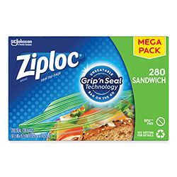 Ziploc® Sandwich Seal Top Bags, 6.5 in x 5.88 in, Clear, 280/Box