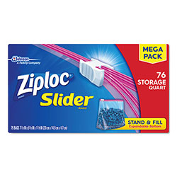 Ziploc® Slider Storage Bags, 1 qt, 5.88 in x 7.88 in, Clear, 9/Carton