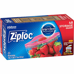 Ziploc® Stand-Up Storage Bags, Blue, 9/Carton, Kitchen