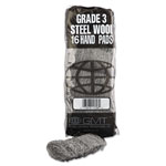 Global Material Industrial-Quality Steel Wool Hand Pad, #3 Medium, 16/Pack, 192/Carton view 1