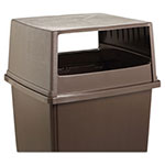 Rubbermaid Glutton Receptacle, Hooded Top without Door, Rectangular, 23w x 26.63d x 13h, Brown view 1