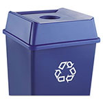 Rubbermaid Untouchable Bottle and Can Recycling Top, Square, 20.13w x 20.13d x 6.25h, Blue view 2