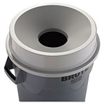 Rubbermaid Round BRUTE Funnel Top Receptacle, 22.38w x 5h, Gray view 2