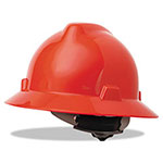 MSA V-Gard Full-Brim Hard Hats, Ratchet Suspension, Size 6 1/2 - 8, Red view 2