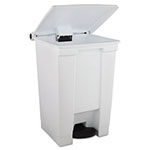 Rubbermaid Indoor Utility Step-On Waste Container, Square, Plastic, 12 gal, White view 1