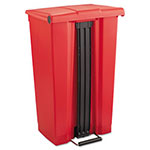 Rubbermaid Indoor Utility Step-On Waste Container, Rectangular, Plastic, 23 gal, Red view 2