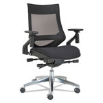 Alera EB-W Series Pivot Arm Multifunction Mesh Chair, Supports up to 275 lbs, Black Seat/Black Back, Aluminum Base orginal image