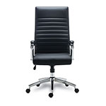 Alera Alera Eddleston Leather Manager Chair, Supports Up to 275 lb, Black Seat/Back, Chrome Base view 1