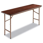 Alera Wood Folding Table, Rectangular, 59 7/8w x 17 3/4d x 29 1/8h, Mahogany view 3