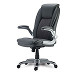 Alera Alera Leithen Bonded Leather Midback Chair, Supports Up to 275 lb, Gray Seat/Back, Silver Base view 2