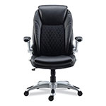 Alera Alera Leithen Bonded Leather Midback Chair, Supports Up to 275 lb, Black Seat/Back, Silver Base view 1