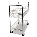 Alera Carry-all Cart/Mail Cart, Two-Shelf, 34.88w x 18d x 39.5h, Silver view 1