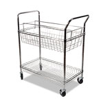 Alera Carry-all Cart/Mail Cart, Two-Shelf, 34.88w x 18d x 39.5h, Silver view 2