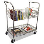 Alera Carry-all Cart/Mail Cart, Two-Shelf, 34.88w x 18d x 39.5h, Silver view 5