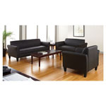 Alera Reception Lounge Furniture, 3-Cushion Sofa, 77w x 31.5d x 32h, Black view 1