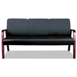 Alera Reception Lounge WL 3-Seat Sofa, 65.75w x 26.13d x 33h, Black/Mahogany view 1