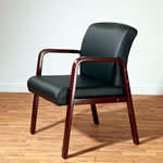 Alera Reception Lounge WL Series Guest Chair, 24.21'' x 26.14'' x 32.67'', Black Seat/Black Back, Mahogany Base view 2