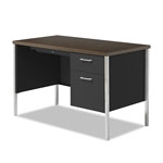 Alera Single Pedestal Steel Desk, Metal Desk, 45.25w x 24d x 29.5h, Mocha/Black view 1