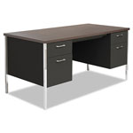 Alera Double Pedestal Steel Desk, Metal Desk, 60w x 30d x 29.5h, Mocha/Black orginal image