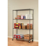 Alera NSF Certified 4-Shelf Wire Shelving Kit with Casters, 48w x 18d x 72h, Black Anthracite view 3