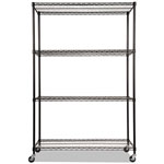 Alera NSF Certified 4-Shelf Wire Shelving Kit with Casters, 48w x 18d x 72h, Black view 1
