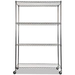 Alera NSF Certified 4-Shelf Wire Shelving Kit with Casters, 48w x 18d x 72h, Silver view 1