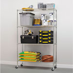 Alera NSF Certified 4-Shelf Wire Shelving Kit with Casters, 48w x 18d x 72h, Silver view 3