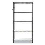 Alera 5-Shelf Wire Shelving Kit with Casters and Shelf Liners, 36w x 18d x 72h, Black Anthracite view 1