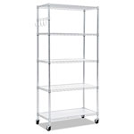 Alera 5-Shelf Wire Shelving Kit with Casters and Shelf Liners, 36w x 18d x 72h, Silver orginal image
